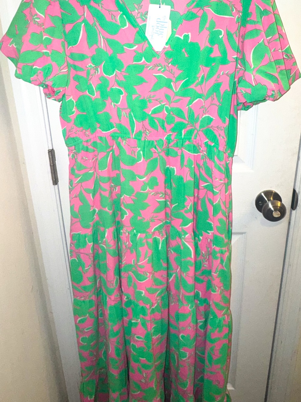 JODIFL Pink and Green Floral Maxi Dress